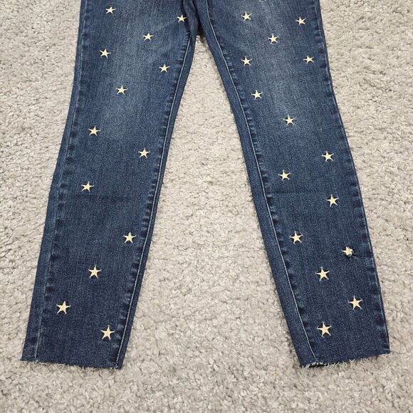 Judy Blue Jeans Womens 11/30 Blue Skinny Raw Hem Embroidered Star Stretch New - Picture 2 of 12